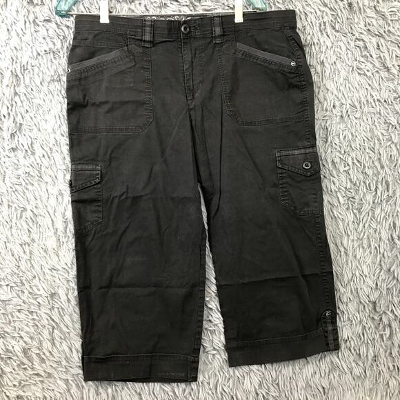 Gloria Vanderbilt Womens Missy Denim Capri Cropped Short Pants Black Size 12 - Picture 1 of 10